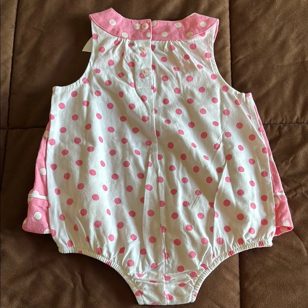 Pink Polka Dot Baby Girl Sunsuit with Bow